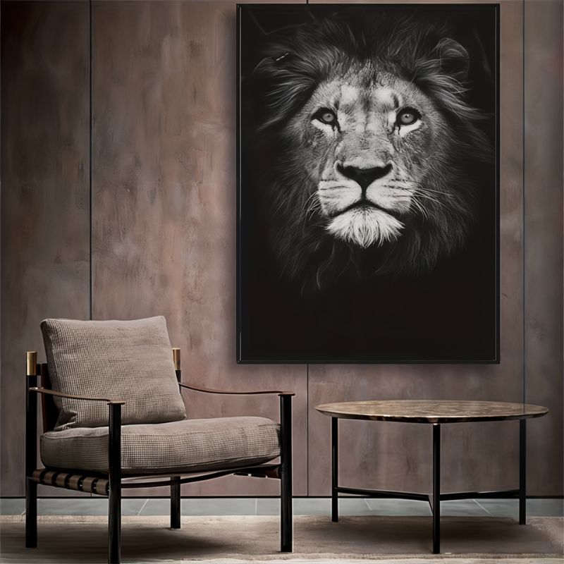 Tableau Lion Noir et Blanc