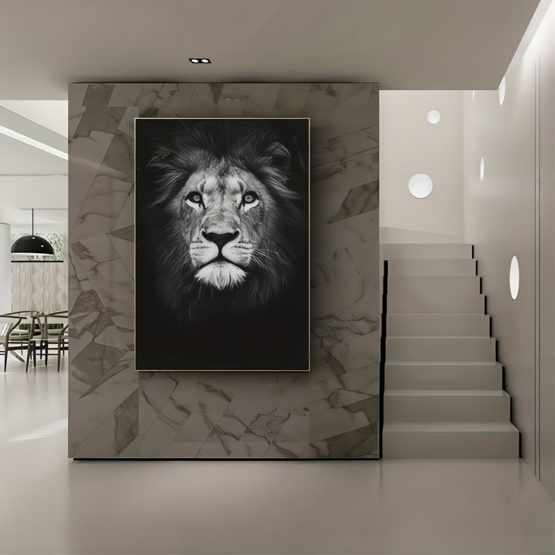 Tableau Lion Noir et Blanc