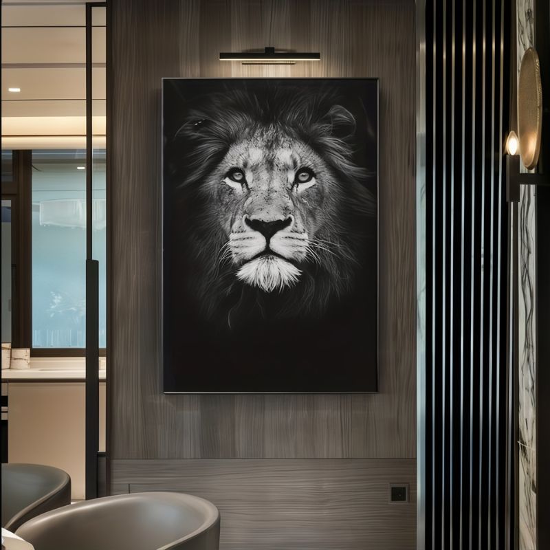 Tableau Lion Noir et Blanc