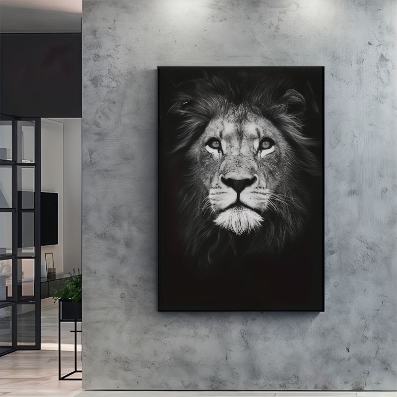 Tableau Lion Noir et Blanc