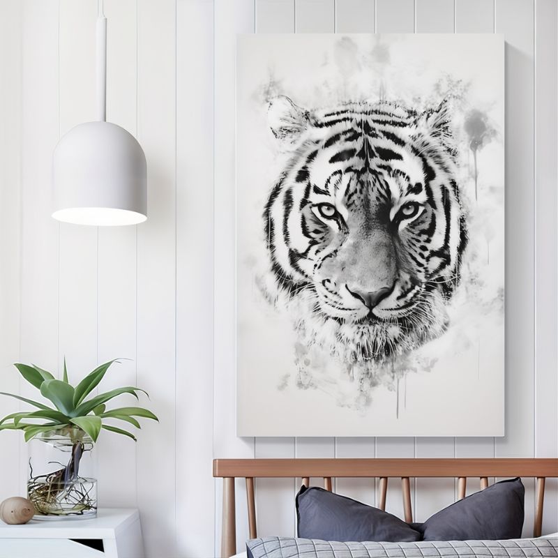 Tableau Tigre Noir et Blanc