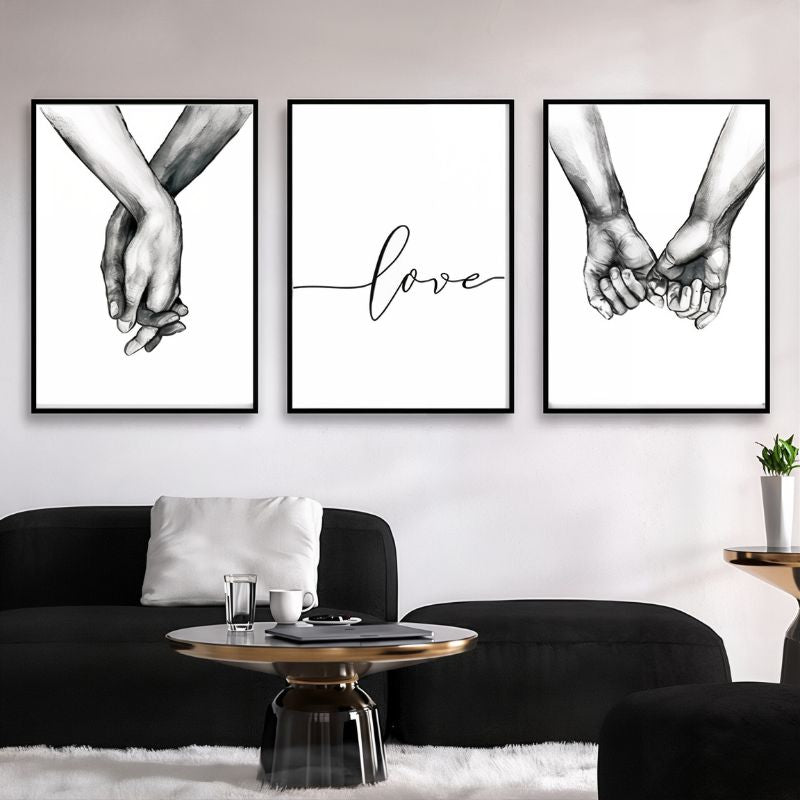Tableau Triptyque Noir et Blanc