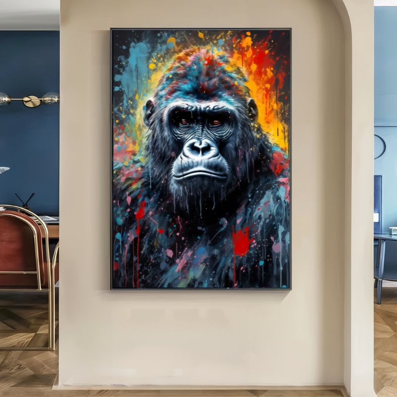 Tableau Gorille Colore cadre