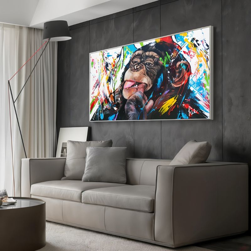 Tableau Singe Colore cadre