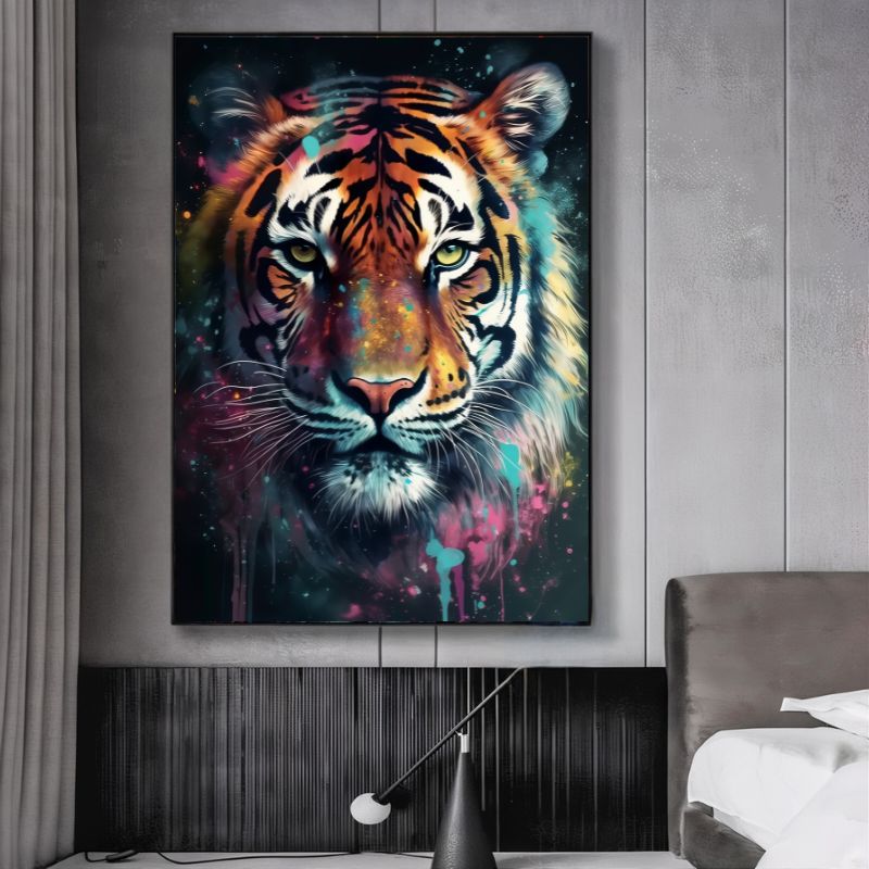 Tableau Tigre Colore cadre