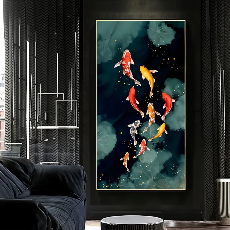 Tableau carpe koi cadre