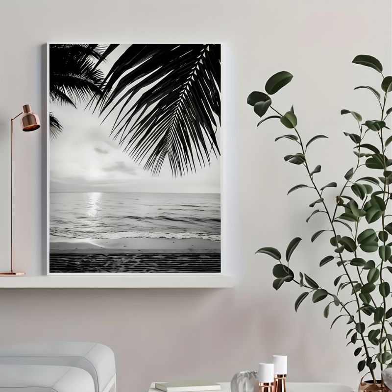Tableau mer noir et blanc cadre