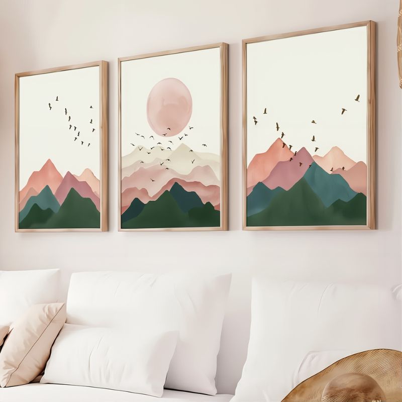 Tableau triptyque montagne cadre