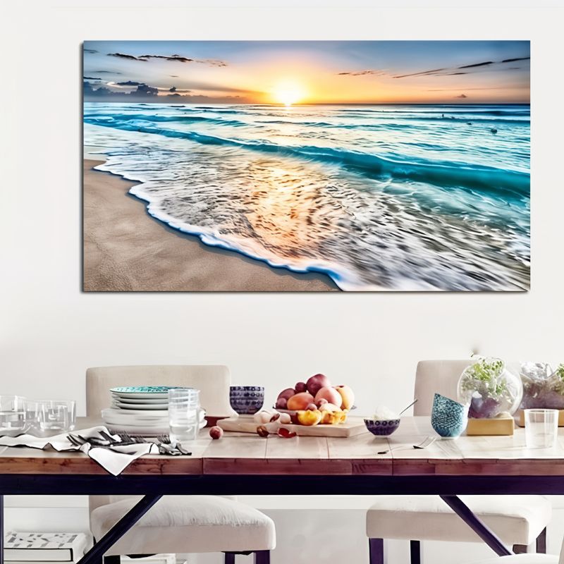 Tableau coucher de soleil sur la mer
