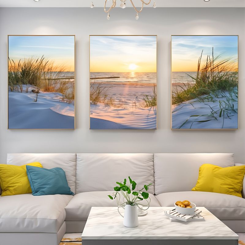 Triptyque plage toile