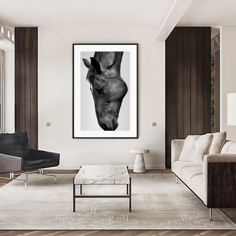 Tableau Cheval Noir et Blanc