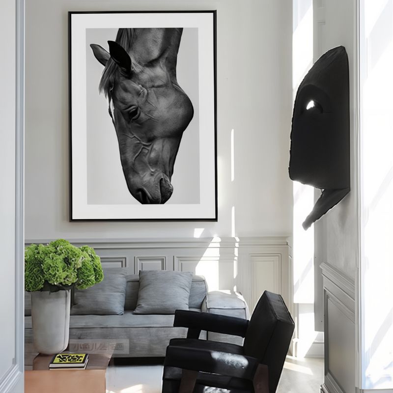 Tableau Cheval Noir et Blanc
