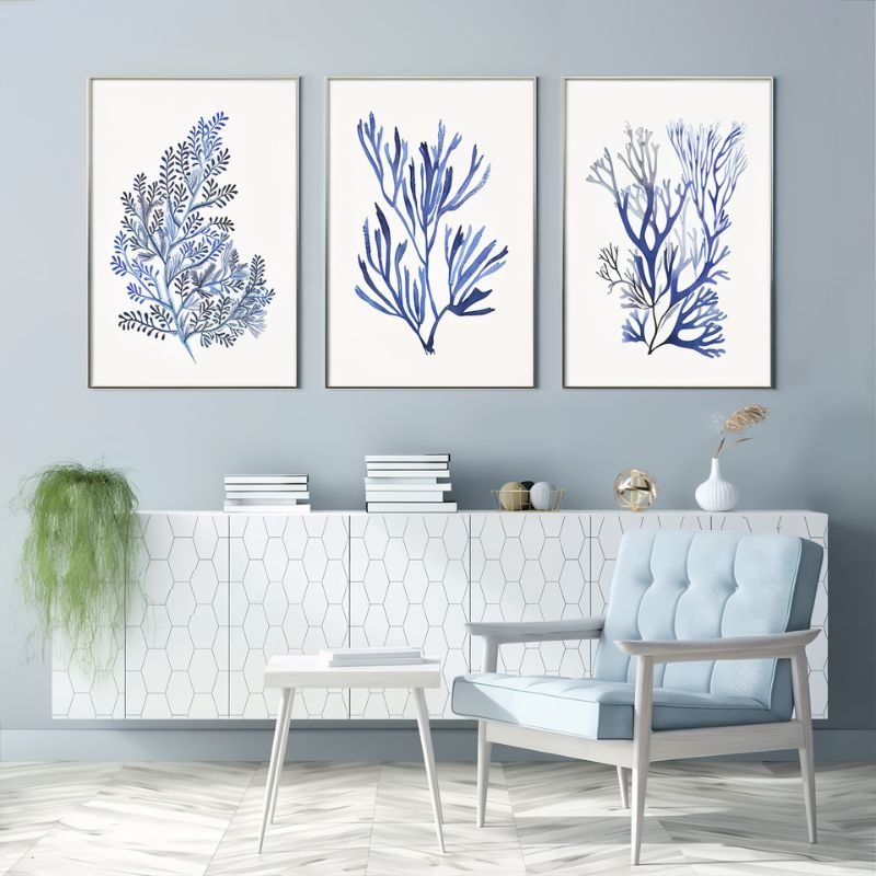 Tableau corail bleu
