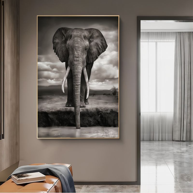 Tableau Élephant Noir et Blanc
