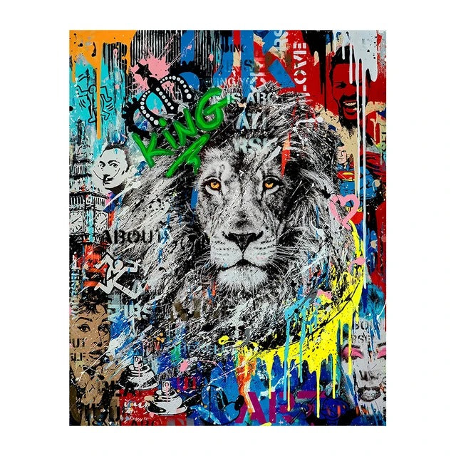 Tableau Lion Street Art