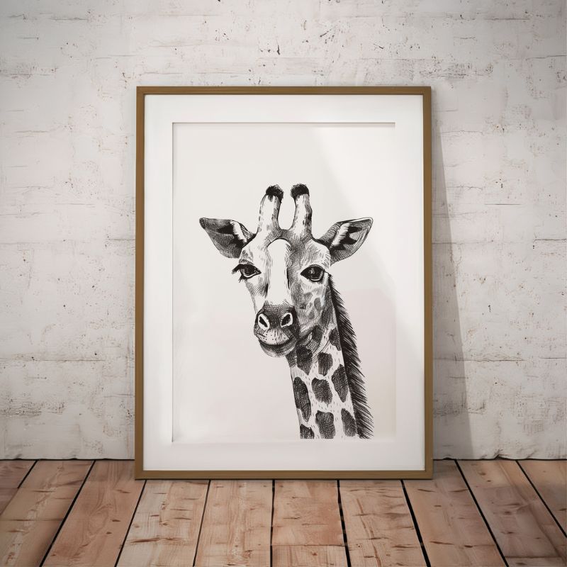 Tableau Girafe Noir et Blanc