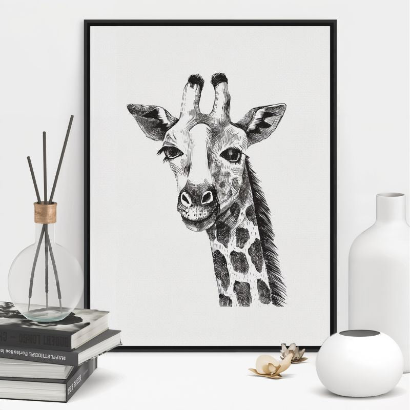 Tableau Girafe Noir et Blanc