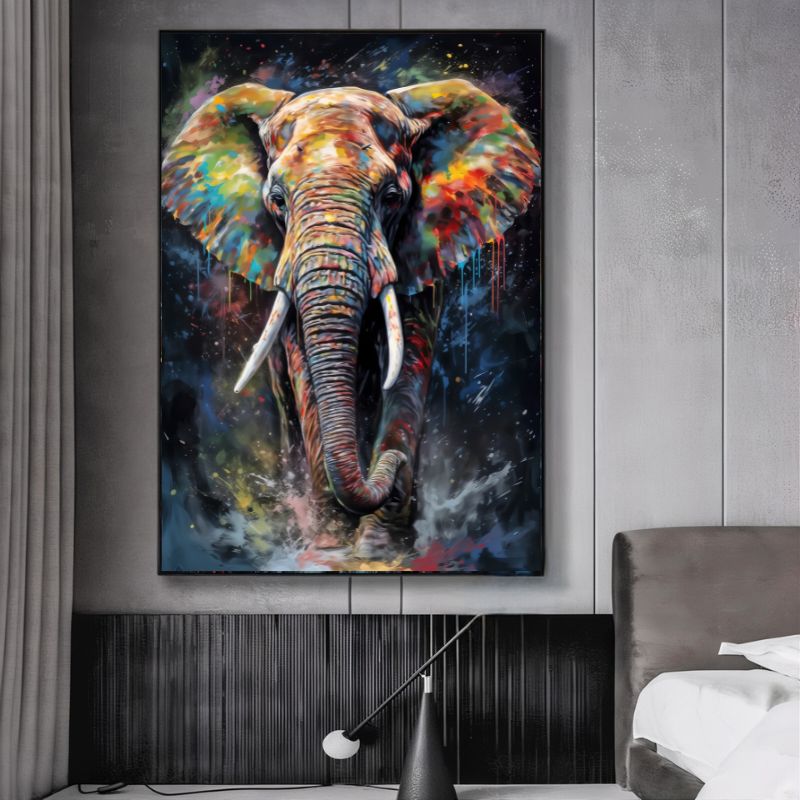 Tableau Elephant Colore cadre