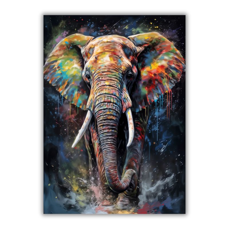 Tableau Elephant Colore toile