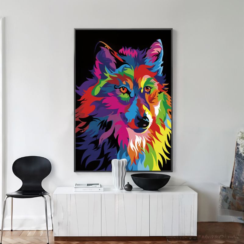 Tableau loup coloré