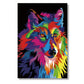 Tableau loup coloré toile