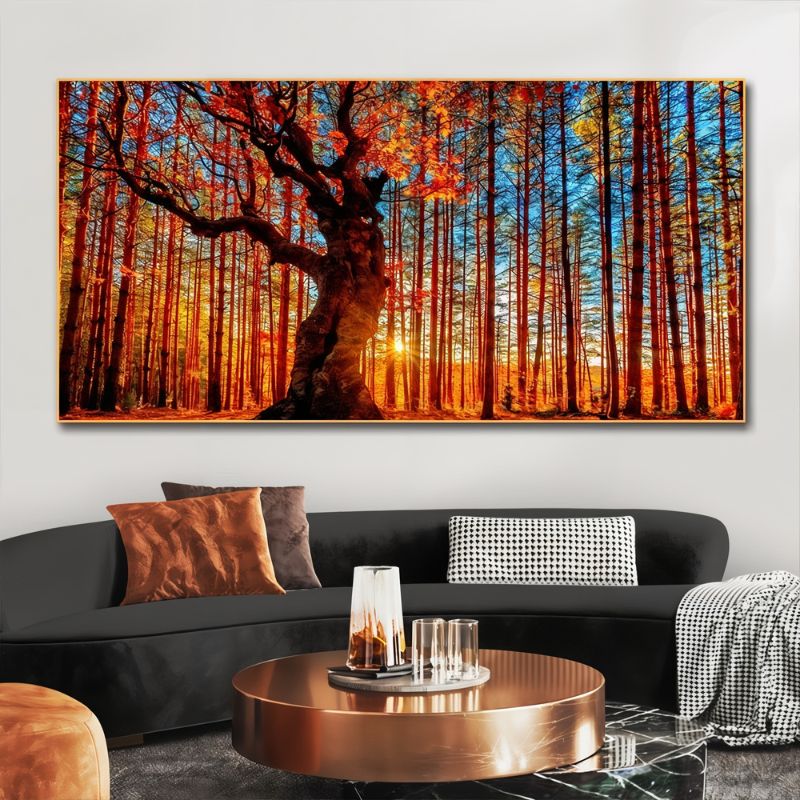 Tableau coucher de soleil montagne