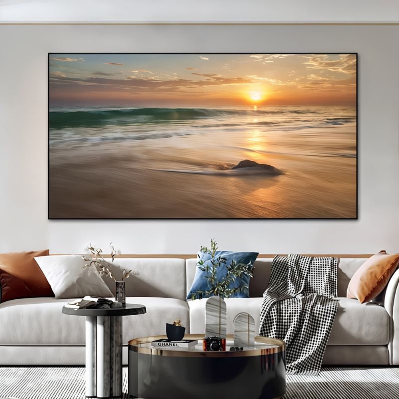 Tableau coucher de soleil montagne