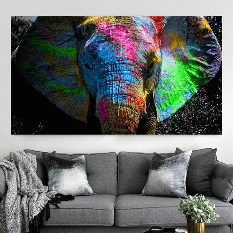 Tableau Elephant Coloré