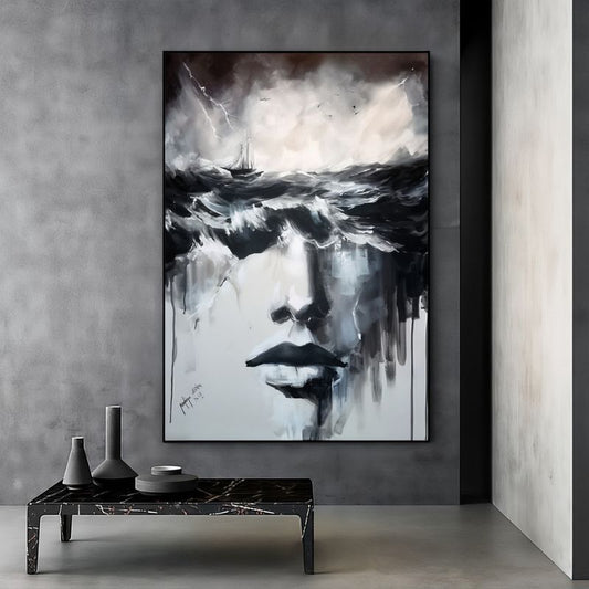 Tableau Abstrait Noir et Blanc