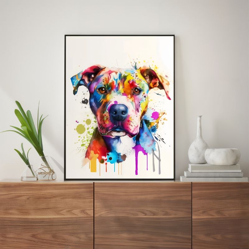 Tableau Chien Pop Art cadre