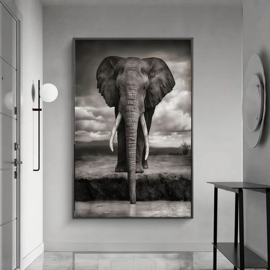 Tableau Élephant Noir et Blanc