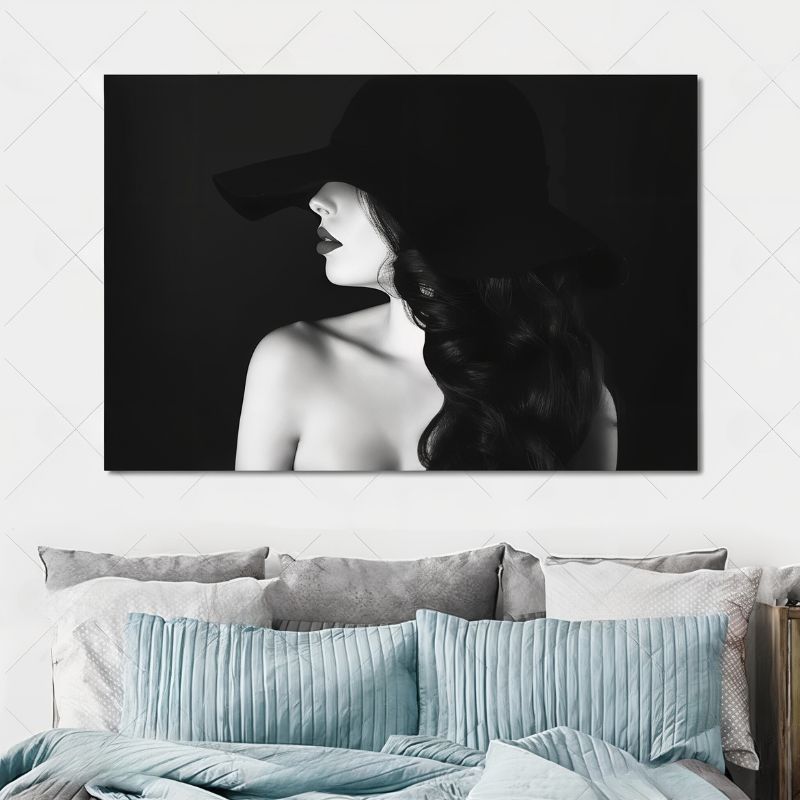 Tableau Femme Chapeau Noir