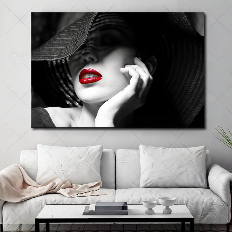 Tableau Femme Chapeau Noir