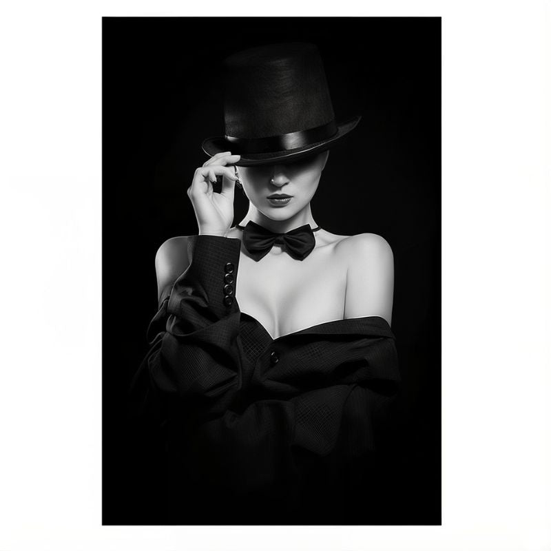 Tableau Femme Chapeau Noir