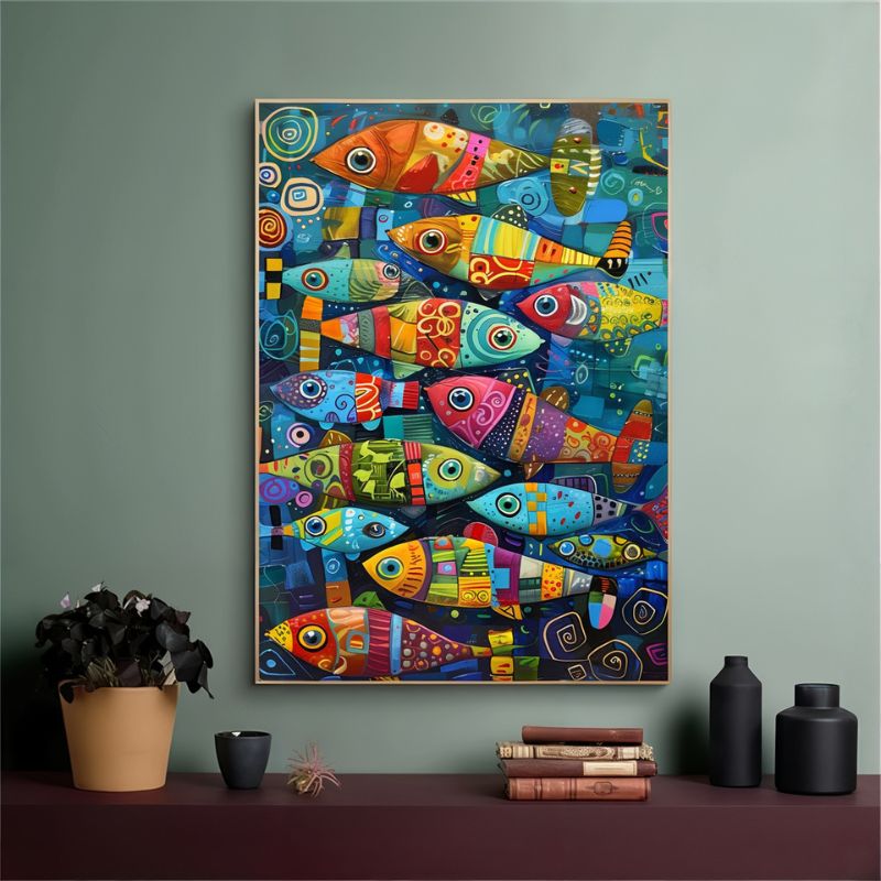 Tableau Poisson Colore cadre