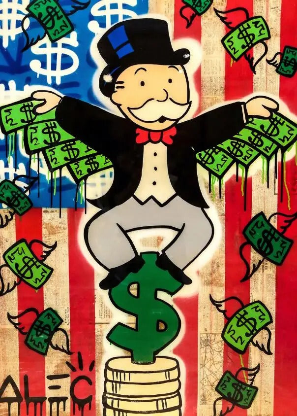 Toile Street Art Monopoly XXL 120x90 Cm - Pop Art - Impression Loft - Allemagne